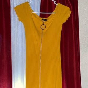 Yellow zip up and down dress